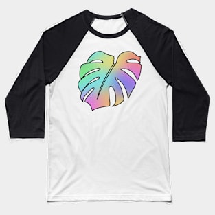 Pastel Holographic Monstera Deliciosa leaf Baseball T-Shirt